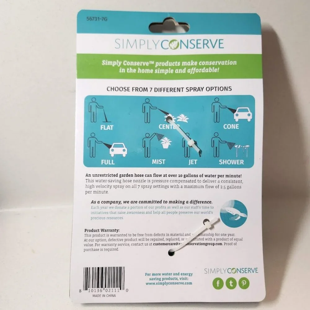 NEW Water Efficient Hose Nozzle garden supplies gardening Tools Simply Conserve